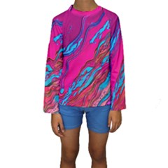 Colorful Abstract Fluid Art Kids  Long Sleeve Swimwear by GardenOfOphir