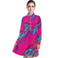 Colorful Abstract Fluid Art Long Sleeve Chiffon Shirt Dress by GardenOfOphir