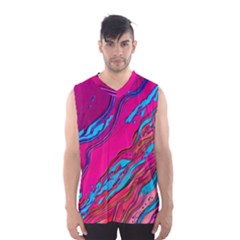 Colorful Abstract Fluid Art Men s Basketball Tank Top by GardenOfOphir