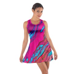 Colorful Abstract Fluid Art Cotton Racerback Dress by GardenOfOphir