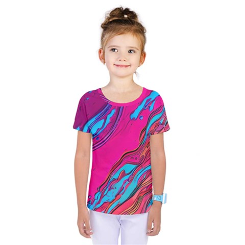 Colorful Abstract Fluid Art Kids  One Piece Tee by GardenOfOphir