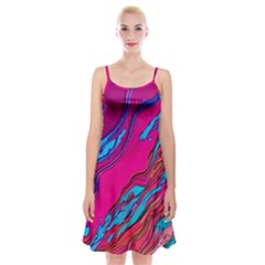 Colorful Abstract Fluid Art Spaghetti Strap Velvet Dress by GardenOfOphir