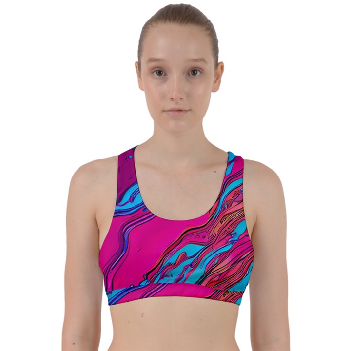 Colorful Abstract Fluid Art Back Weave Sports Bra