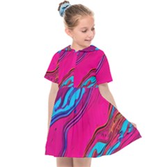 Colorful Abstract Fluid Art Kids  Sailor Dress by GardenOfOphir