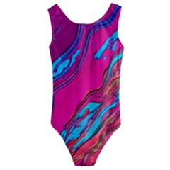 Colorful Abstract Fluid Art Kids  Cut-out Back One Piece Swimsuit by GardenOfOphir