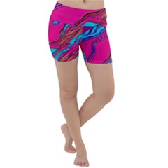 Colorful Abstract Fluid Art Lightweight Velour Yoga Shorts by GardenOfOphir