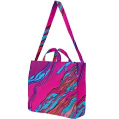 Colorful Abstract Fluid Art Square Shoulder Tote Bag by GardenOfOphir