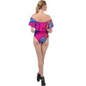 Colorful Abstract Fluid Art Off Shoulder Velour Bodysuit  View2