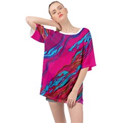 Colorful Abstract Fluid Art Oversized Chiffon Top by GardenOfOphir