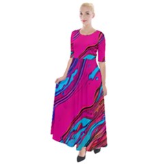 Colorful Abstract Fluid Art Half Sleeves Maxi Dress by GardenOfOphir