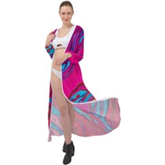 Colorful Abstract Fluid Art Maxi Chiffon Beach Wrap by GardenOfOphir