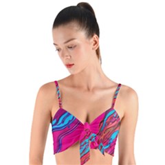 Colorful Abstract Fluid Art Woven Tie Front Bralet by GardenOfOphir