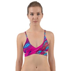 Colorful Abstract Fluid Art Wrap Around Bikini Top by GardenOfOphir