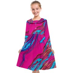 Colorful Abstract Fluid Art Kids  Midi Sailor Dress by GardenOfOphir