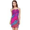 Colorful Abstract Fluid Art Summer Tie Front Dress View1