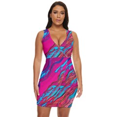 Colorful Abstract Fluid Art Draped Bodycon Dress by GardenOfOphir