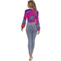 Colorful Abstract Fluid Art Long Sleeve Deep-V Velour Top View4