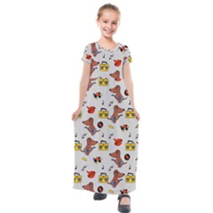 Background Pattern Texture Design Dog Music Kids  Short Sleeve Maxi Dress by Wegoenart