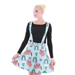 Pigs Pattern Art Design Drawing Sketch Wallpaper Suspender Skater Skirt