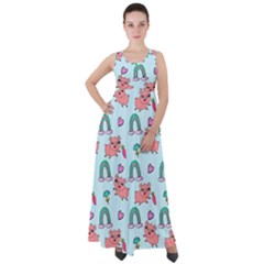 Pigs Pattern Art Design Drawing Sketch Wallpaper Empire Waist Velour Maxi Dress