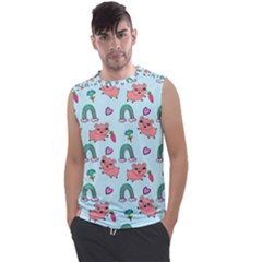 Pigs Pattern Art Design Drawing Sketch Wallpaper Men s Regular Tank Top