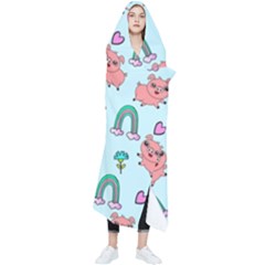 Pigs Pattern Art Design Drawing Sketch Wallpaper Wearable Blanket