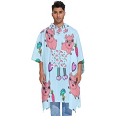 Pigs Pattern Art Design Drawing Sketch Wallpaper Men s Hooded Rain Ponchos by Wegoenart