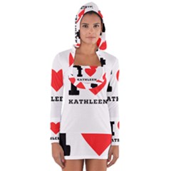 I Love Kathleen Long Sleeve Hooded T-shirt by ilovewhateva