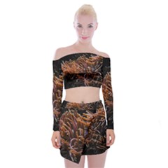 Sea Anemone Coral Underwater Ocean Sea Water Off Shoulder Top With Mini Skirt Set by Wegoenart