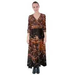 Sea Anemone Coral Underwater Ocean Sea Water Button Up Maxi Dress by Wegoenart