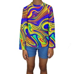 Contemporary Art Fluid Background Kids  Long Sleeve Swimwear by GardenOfOphir