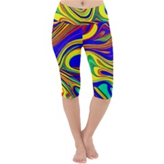 Contemporary Art Fluid Background Lightweight Velour Cropped Yoga Leggings by GardenOfOphir