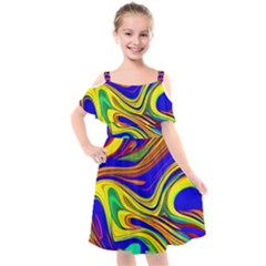 Contemporary Art Fluid Background Kids  Cut Out Shoulders Chiffon Dress by GardenOfOphir