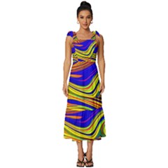 Contemporary Art Fluid Background Tie-strap Tiered Midi Chiffon Dress