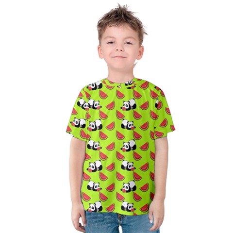 Watermelon Panda Background Wallpaper Kids  Cotton Tee by Wegoenart