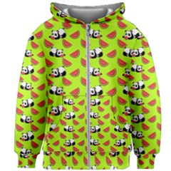 Watermelon Panda Background Wallpaper Kids  Zipper Hoodie Without Drawstring