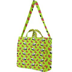 Watermelon Panda Background Wallpaper Square Shoulder Tote Bag by Wegoenart