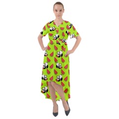 Watermelon Panda Background Wallpaper Front Wrap High Low Dress by Wegoenart