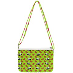 Watermelon Panda Background Wallpaper Double Gusset Crossbody Bag by Wegoenart