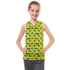 Watermelon Panda Background Wallpaper Kids  Sleeveless Hoodie by Wegoenart