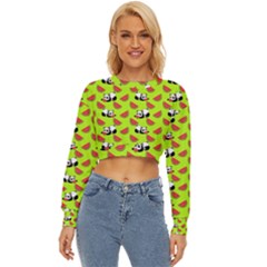 Watermelon Panda Background Wallpaper Lightweight Long Sleeve Sweatshirt by Wegoenart