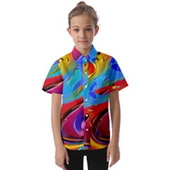 Abstract Fluid Art Kids  Short Sleeve Shirt by GardenOfOphir