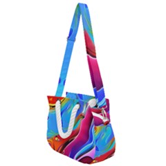 Abstract Fluid Art Rope Handles Shoulder Strap Bag