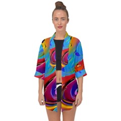 Abstract Fluid Art Open Front Chiffon Kimono by GardenOfOphir