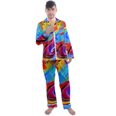 Abstract Fluid Art Men s Long Sleeve Satin Pajamas Set by GardenOfOphir