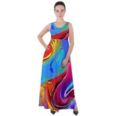 Abstract Fluid Art Empire Waist Velour Maxi Dress by GardenOfOphir