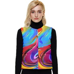 Abstract Fluid Art Women s Short Button Up Puffer Vest by GardenOfOphir