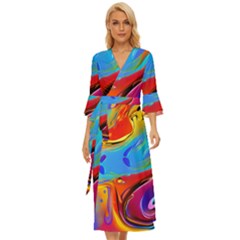 Abstract Fluid Art Midsummer Wrap Dress by GardenOfOphir