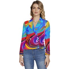 Abstract Fluid Art Women s Long Sleeve Revers Collar Cropped Jacket