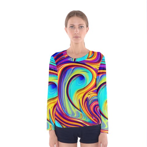 Fluid Art Pattern Women s Long Sleeve Tee by GardenOfOphir